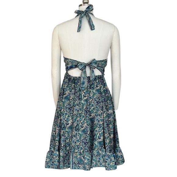 Ashley Taylor Dress Womens  ( one size )Blue Teal Paisley Floral Halter Midi - Picture 5 of 7